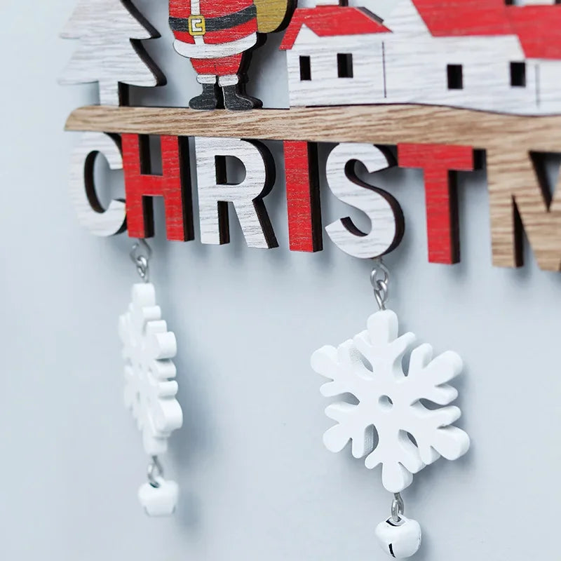 2024 Wooden Christmas Pendants Door Wall Xmas Decor Christmas Tree Hanging Ornaments Happy New Year 2025 Naviidad Decor For Home