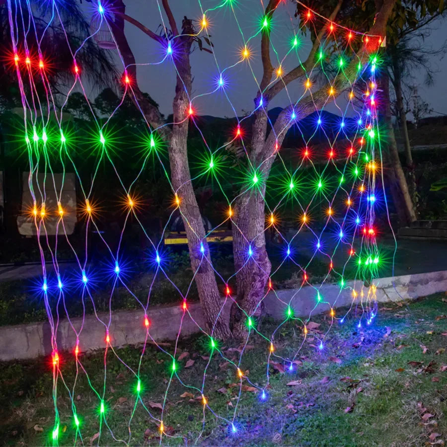 3x2/6x4M ED Net Light Outdoor Christmas Mesh String Light Waterproof Window Curtain Fairy Light for Holiday Party Decor