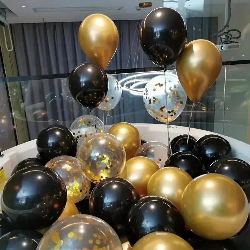 16pcs Black Metallic Sequin Balloons for Birthday Wedding Graduation Party Balloon Decoration