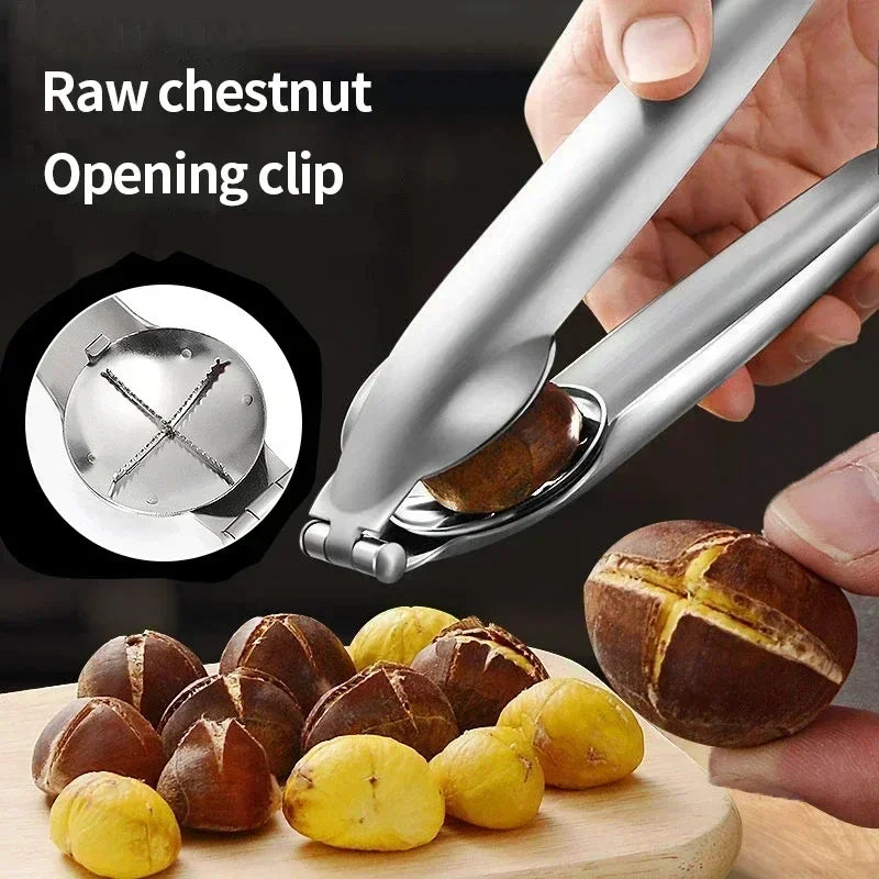 Stainless Steel Chestnut Opening Machine Nut Cracker Sheller Walnut Pliers Chestnut Cutter Opener Kitchen Gadgets Accessories