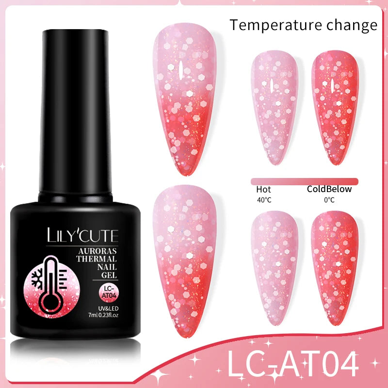 LILYCUTE 7ML Thermal Gel Nail Polish Ultra-thin Temperature Color Changing Gel Polish Semi Permanent UV Gel Nail Art Gel Varnish