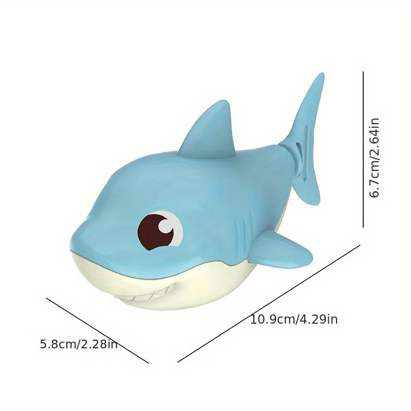 1pc Summer hot new cartoon shark baby water play toy with wind up chain, outdoor beach toy, shower toy, bath toy