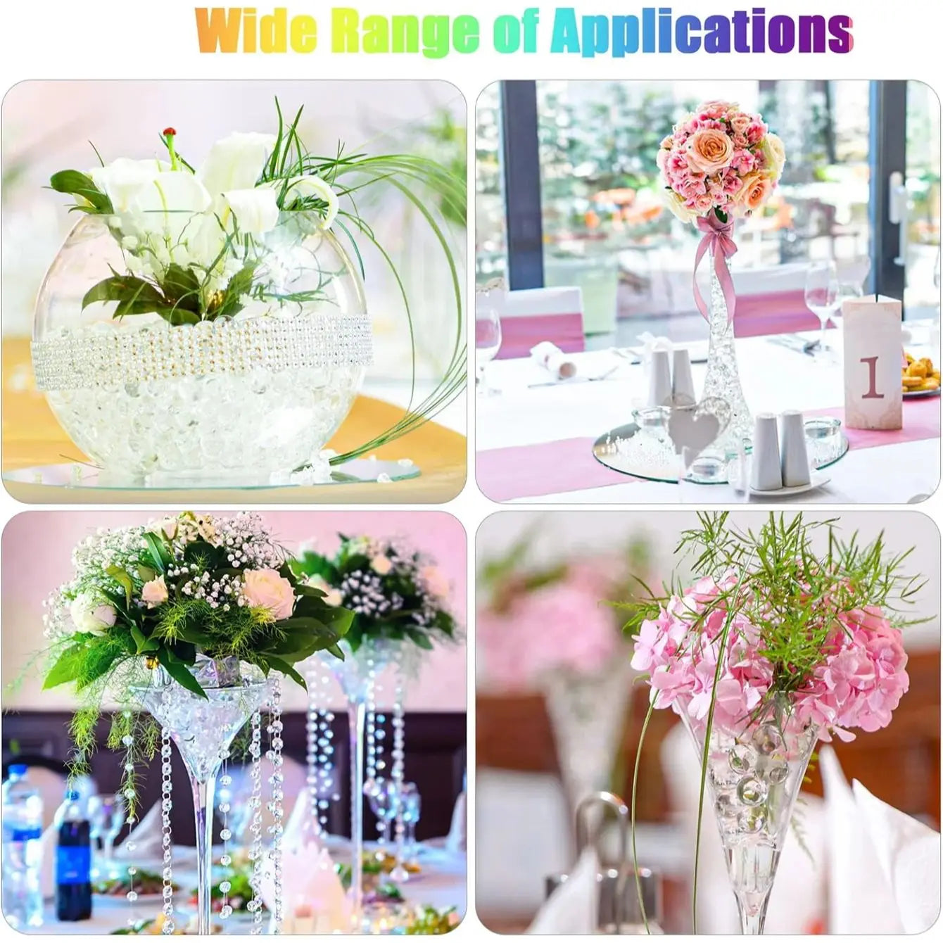 5000pcs Water Absorbing Gel Jelly Beads，Vase Filler Beads，Non Toxic PP Water Beads For Soilless Planting，，Floating Candle Making，Wedding Centerpiece, Floral Arrangement, Home Decoration Crystal Soil