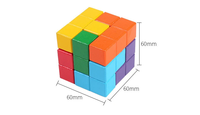 NEW 3D Wooden Children Early Educational Soma Cube Toys Montessori Puzzle Games Brain Challenge Game Sensory Toys for Kids