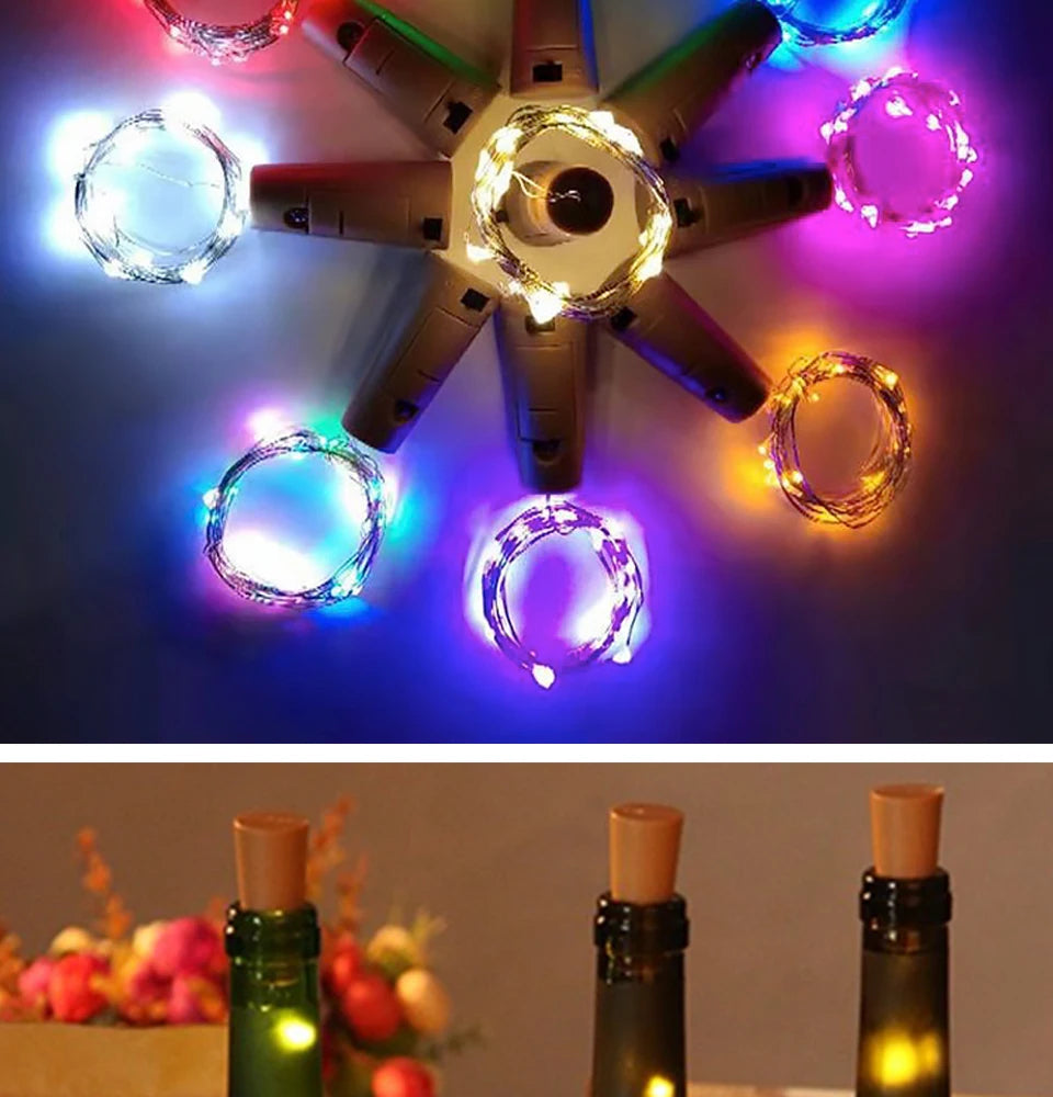 1M 2M 3M Wine Bottle Cork LED String Lights Holiday Fairy Lights Garland Christmas Tree Wedding Party Decor Bar Bottle Lights