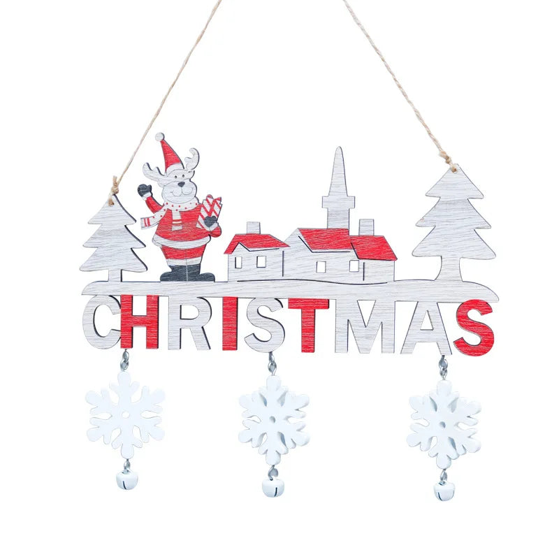 2024 Wooden Christmas Pendants Door Wall Xmas Decor Christmas Tree Hanging Ornaments Happy New Year 2025 Naviidad Decor For Home