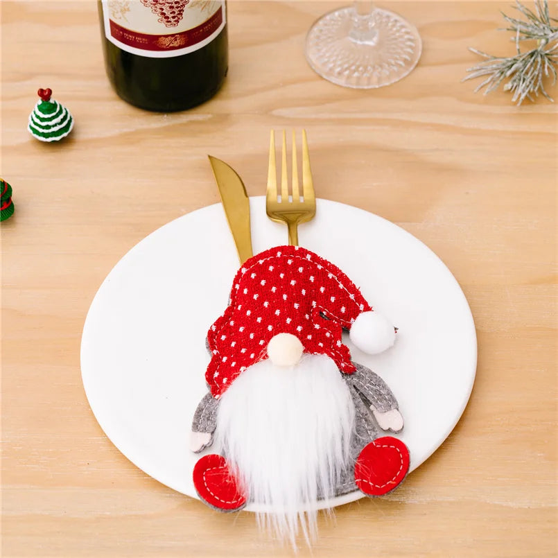 4/2/1PCS Xmas Cutlery Bag Santa Claus Knife Fork Storage Pocket Bag Christmas New Year Tableware Decorations Home Ornament