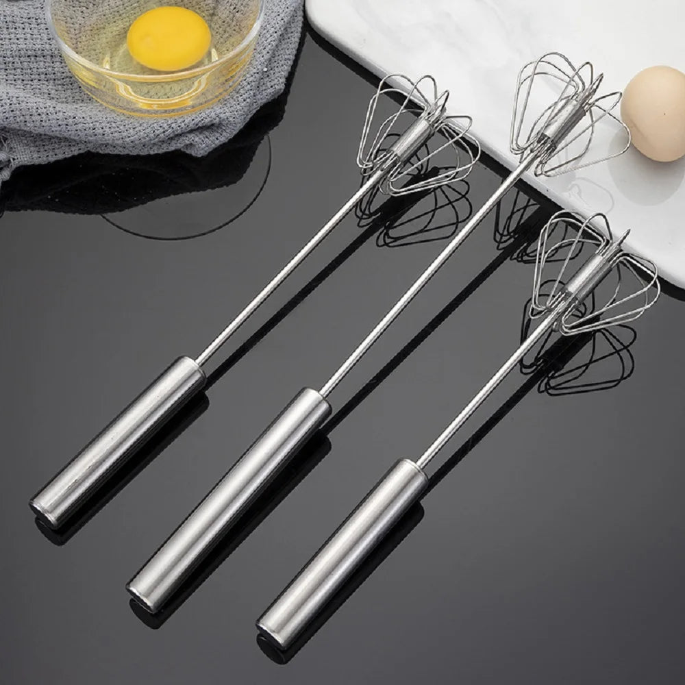 Stainless Steel Semi-automatic Whisk Press Rotary Whisk Household Cream Egg Whisk Baking Gadget