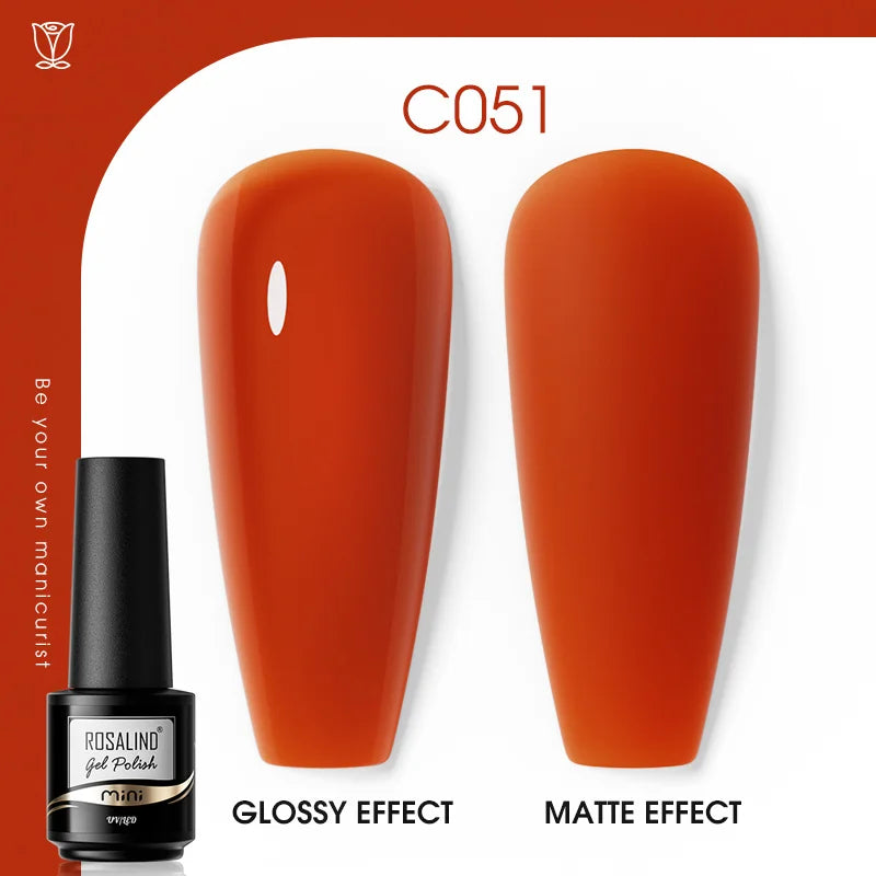 ROSALIND Mini/15ml Soak Off Pure Color Nail Gel Bright For Nail Art Design LED/UV Lamp Semi Permanent Need Base Top Coat