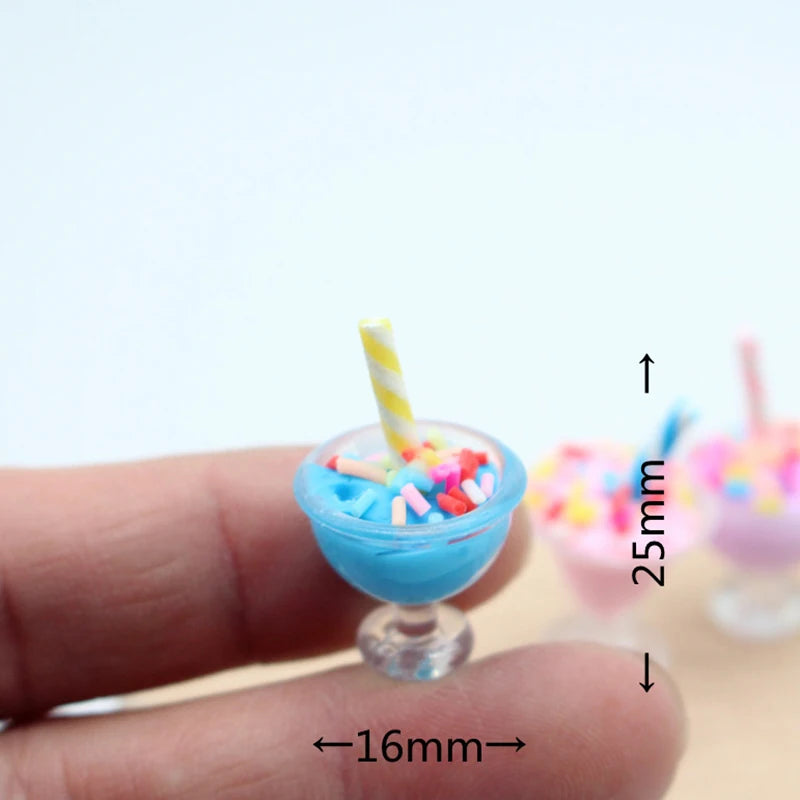 4Pcs 1/12 Dollhouse Simulation Ice Cream Cup Dollhouse Miniature Kitchen Food Accessories Dolls House Decoration Toys