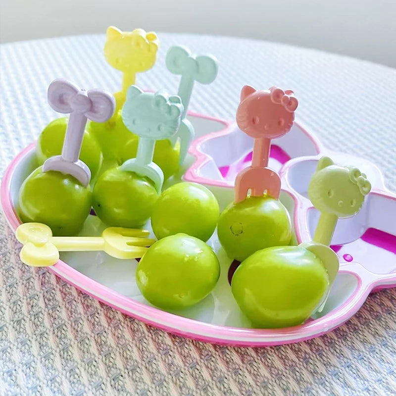 10Pcs Creative Mini Cute Fruit Fork Animation Peripheral Cartoon Exquisite Recyclable Portable Fruit Pick Snack Forks