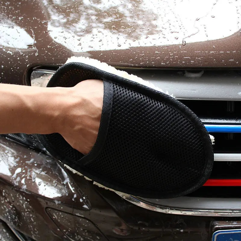 Car Washing Imitation Wool Gloves Thickened Plush Car Wiping Gloves Waxing Polishing Car Cleaning Products