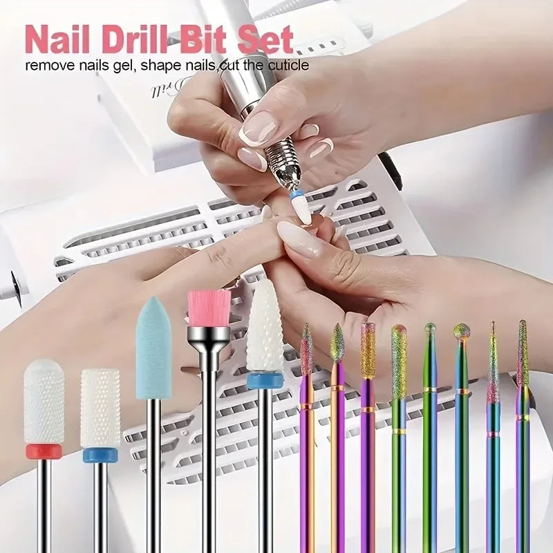 13Pcs/Box Professional Ceramic Nail Drill Bit Set Electric Manicure Nail File Bit For Acrylic Gel Nails And Cuticles