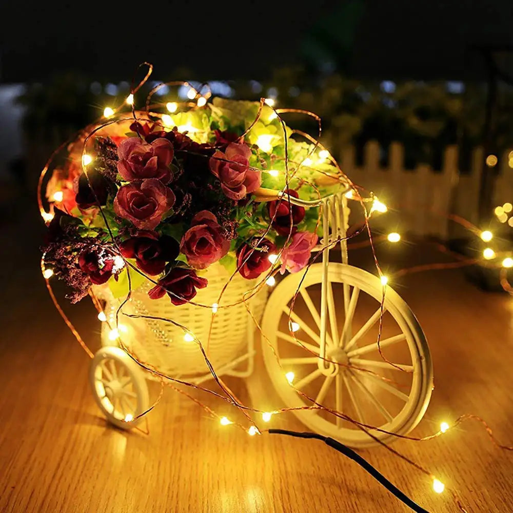 Copper Wire LED Fairy Lights Mini Garland 1m 2m CR2032 Battery String Lights Christmas Tree New Year Wedding Party Gift Decor