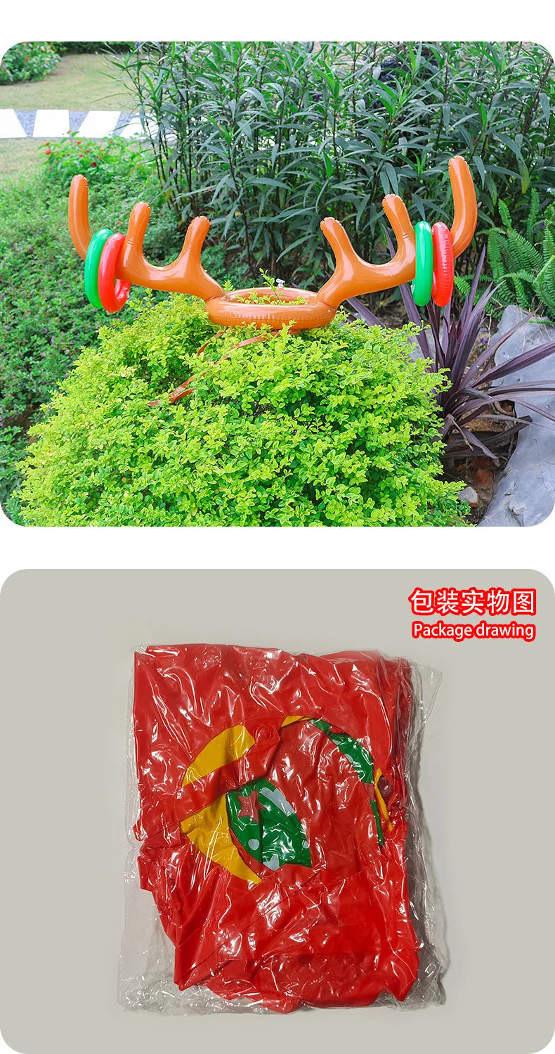 Home Inflatable Toys Christmas Inflatable Antler Ferrule Kids Inflatable Game Hoop Throwing Ring Toy Festive Atmosphere Props