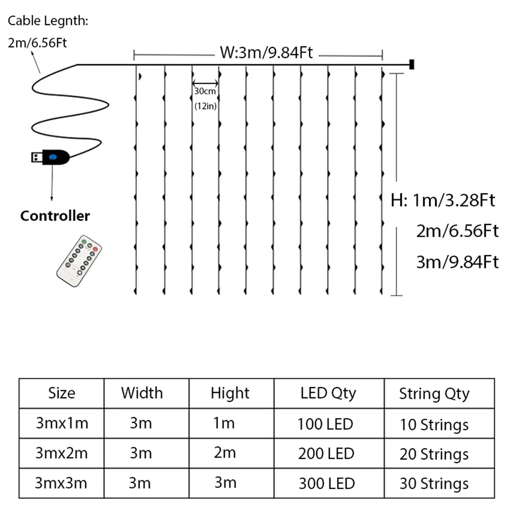 3Mx1M/2M/3M Battery LED String Lights USB Fairy Lights Garland For New Year Wedding Party Christmas Home Curtain Decoration