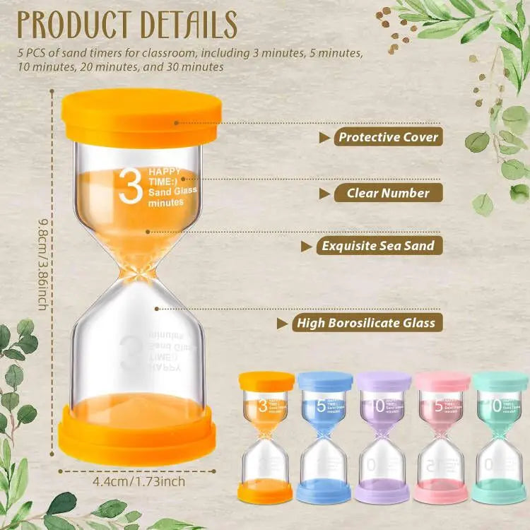 1PCS 3/5/10/15/30 Minutes Colorful Hourglass Sandglass Children Kid Gift Toy Sand Timer Hour Glass Home Decoration Sand Clock