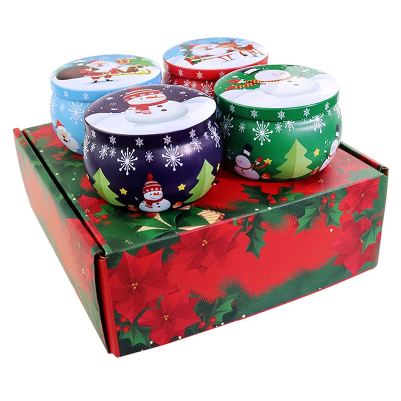 Empty Travel Christmas Aromatherapy Candle Jar Christmas Scented Candle Tin Jar Soy Wax Plant Candle Gift Box Only Empty Jar