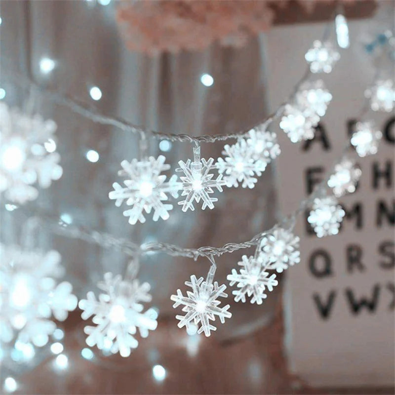 10/20/80Leds Snowflake String Garland Fairy Lights USB/Battery Powered Christmas Tree Holiday New Year Bedroom Decoration Lamps