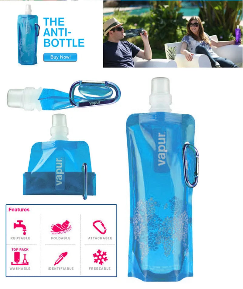 Portable Ultralight Foldable Silicone Folding Water Bottle Water Bag Outdoor Sport Supplies Hiking Camping Soft Flask Water Bag