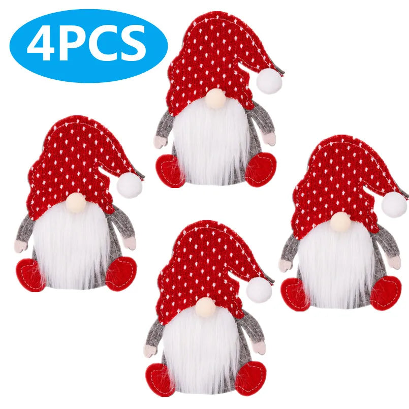 4/2/1PCS Xmas Cutlery Bag Santa Claus Knife Fork Storage Pocket Bag Christmas New Year Tableware Decorations Home Ornament