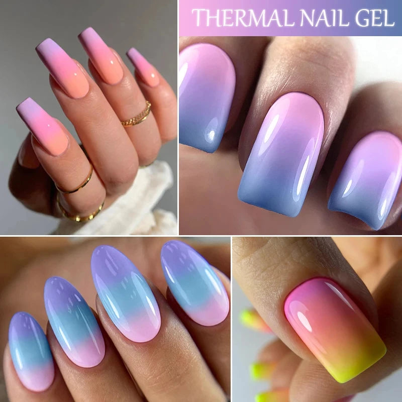 LILYCUTE 7ML Thermal Gel Nail Polish Ultra-thin Temperature Color Changing Gel Polish Semi Permanent UV Gel Nail Art Gel Varnish