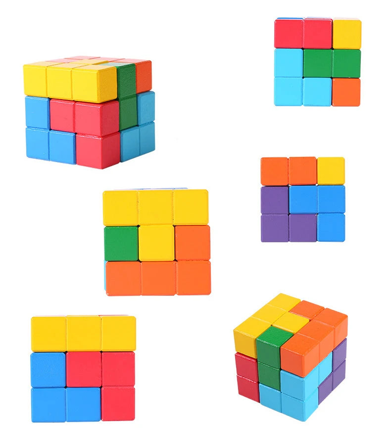 NEW 3D Wooden Children Early Educational Soma Cube Toys Montessori Puzzle Games Brain Challenge Game Sensory Toys for Kids