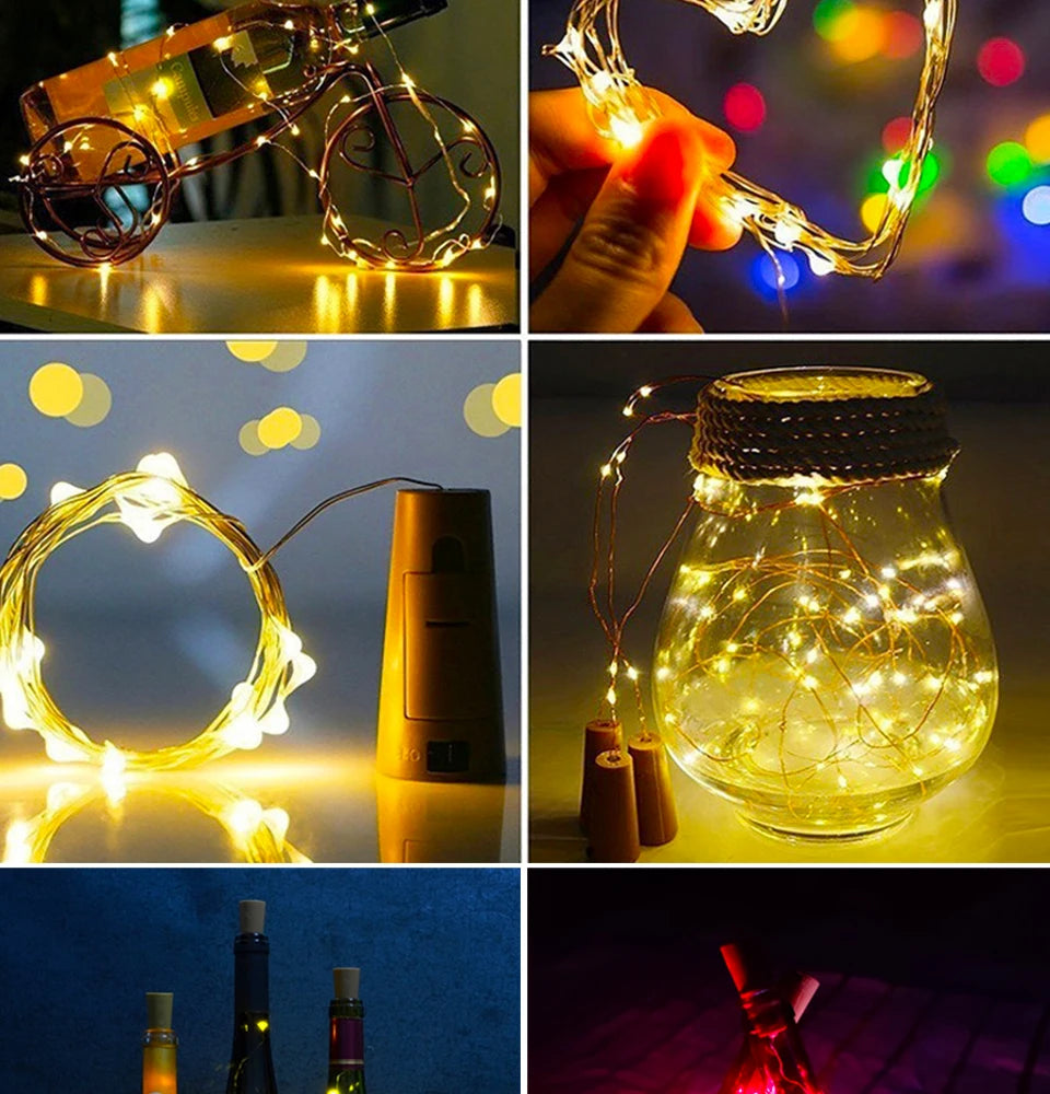 1M 2M 3M Wine Bottle Cork LED String Lights Holiday Fairy Lights Garland Christmas Tree Wedding Party Decor Bar Bottle Lights