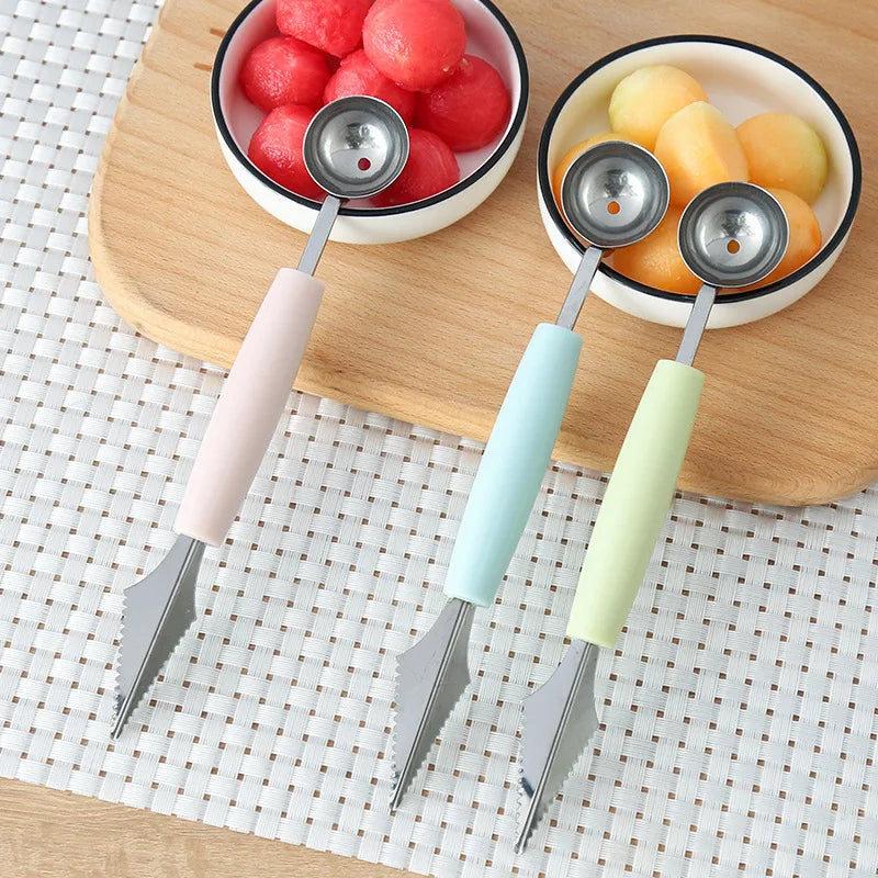 Multi Function Fruit Carving Knife Watermelon Baller Ice Cream Dig Ball Scoop Spoon Baller Kitchen DIY Cold Dishes Tools Gadgets