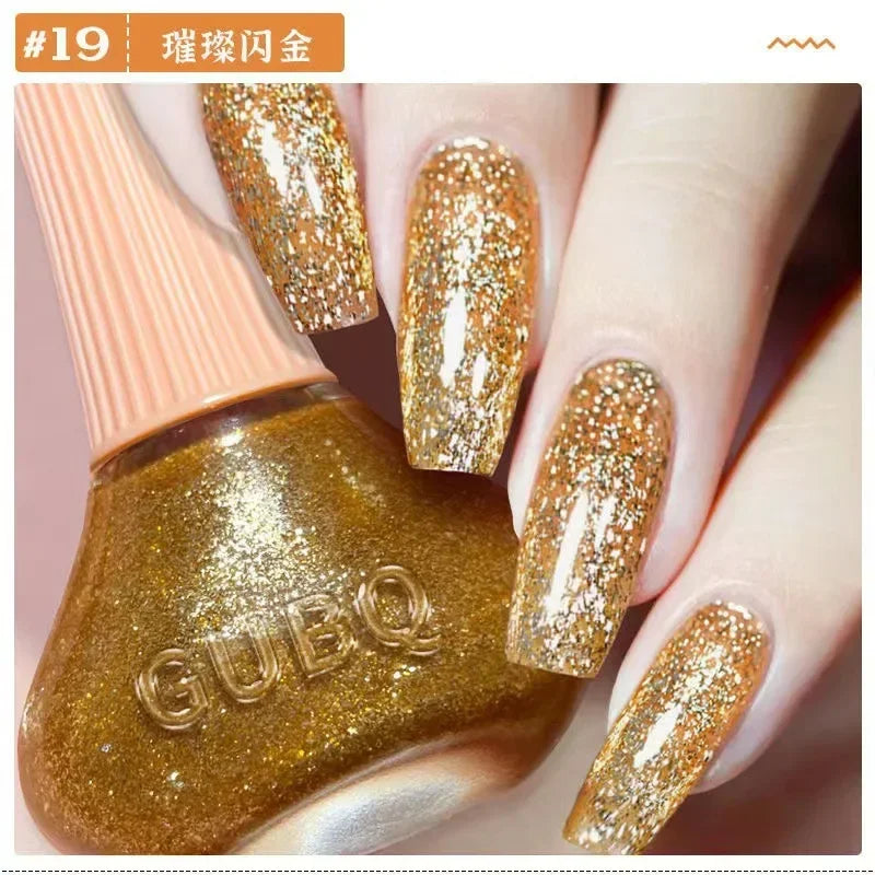 12ml Nail Polish Oil-based Nail Polish No-bake Quick Dry Non-tear Small Glitter Transparent Red Blue Green Nude 45 Colors