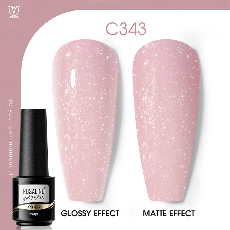 ROSALIND Mini/15ml Soak Off Pure Color Nail Gel Bright For Nail Art Design LED/UV Lamp Semi Permanent Need Base Top Coat