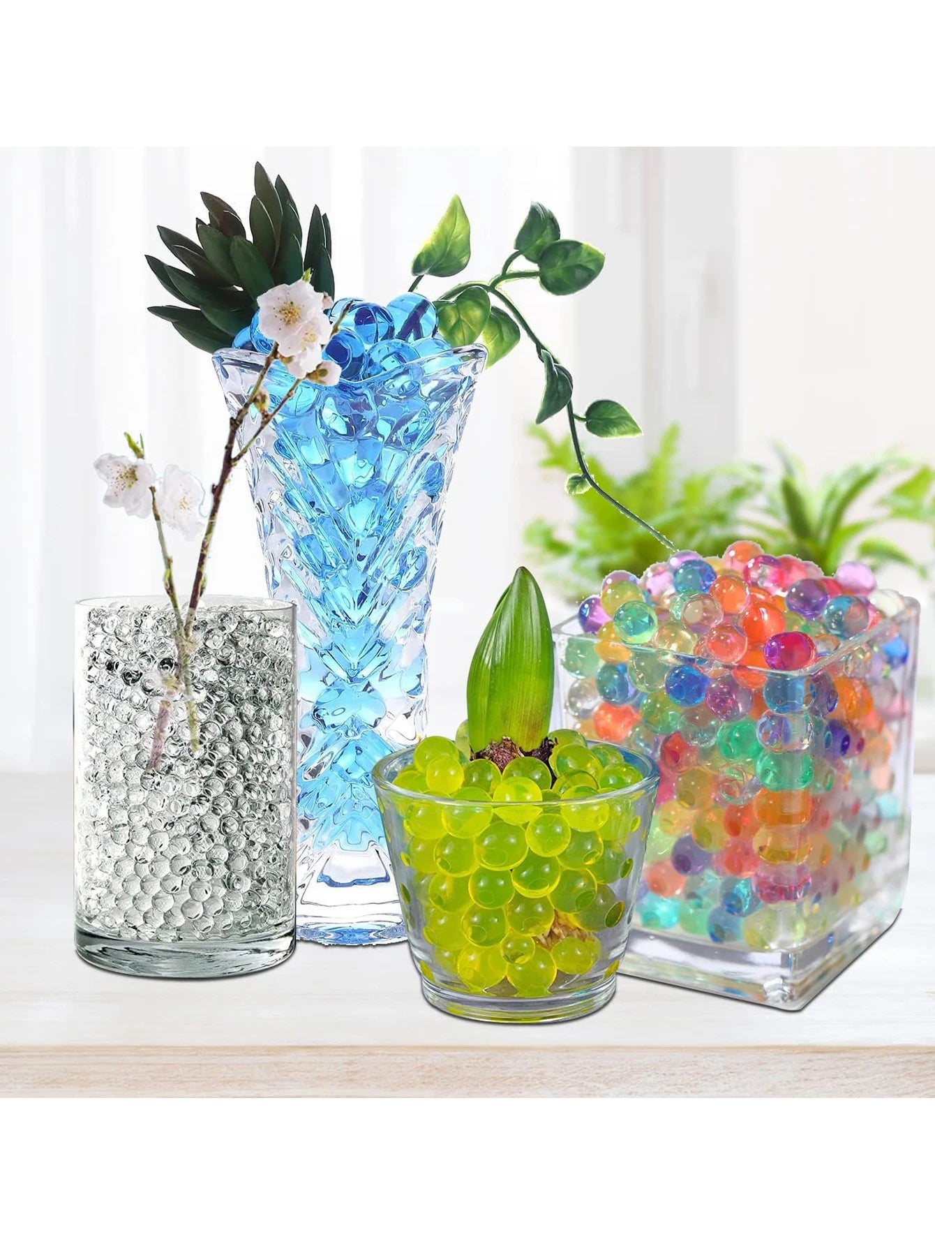 5000pcs Water Absorbing Gel Jelly Beads，Vase Filler Beads，Non Toxic PP Water Beads For Soilless Planting，，Floating Candle Making，Wedding Centerpiece, Floral Arrangement, Home Decoration Crystal Soil