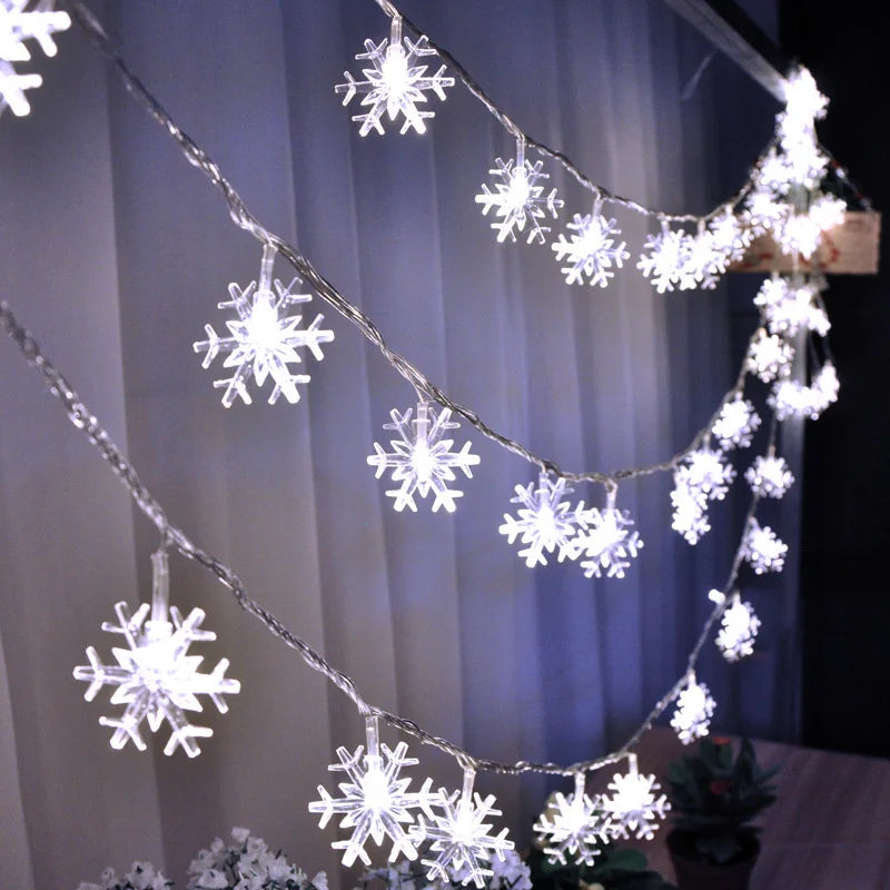 10/20/80Leds Snowflake String Garland Fairy Lights USB/Battery Powered Christmas Tree Holiday New Year Bedroom Decoration Lamps