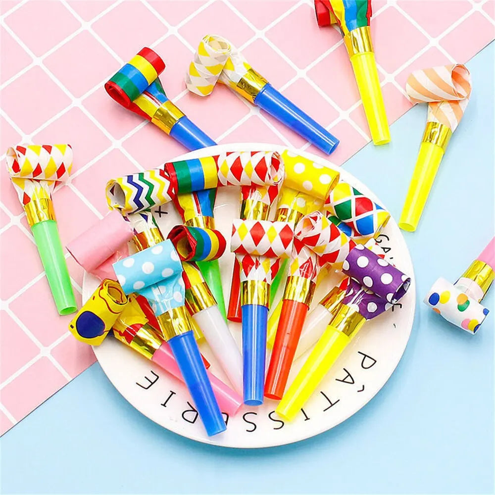 30PCS Colorful Whistles Toy Funny Toy Children Blowing Dragon Whistle Blow Roll Toys Baby Party Games Birthday Gifts Toddler Toy