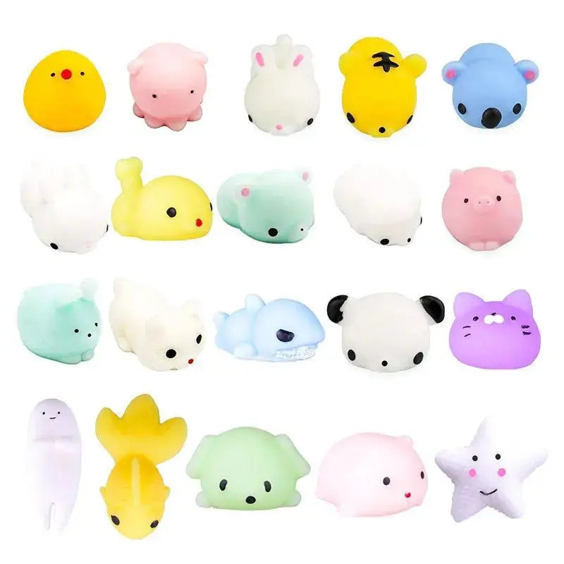 20Pcs Mini Cute Cartoon Animal Stress Relief Toys For Boys Girls Birthday Party Favor Piñata Filler Carnival Kids Party Supplies