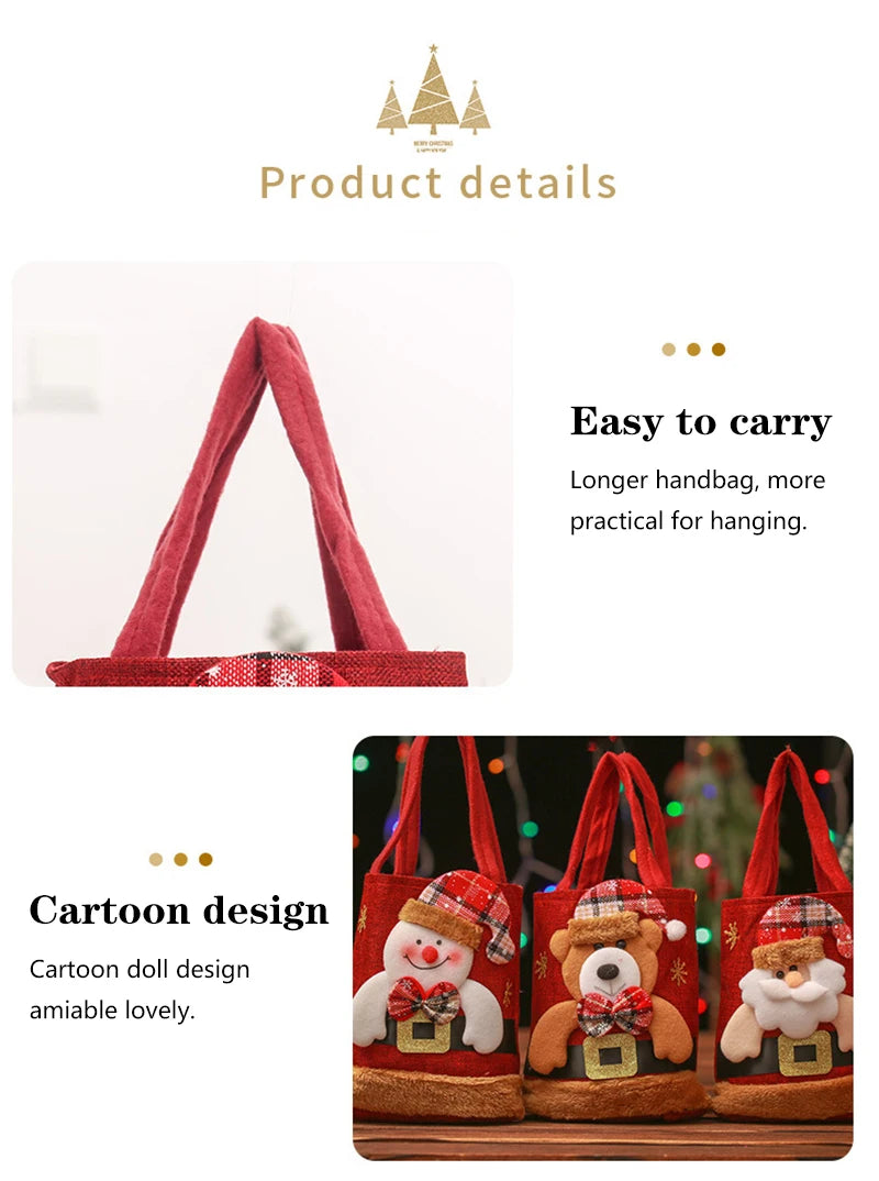 Christmas Gift Bag Linen Cloth New Year Children's Candy Handbag Christmas Eve Apple Storage Bag Xmas Santa Claus Wholesale 2023