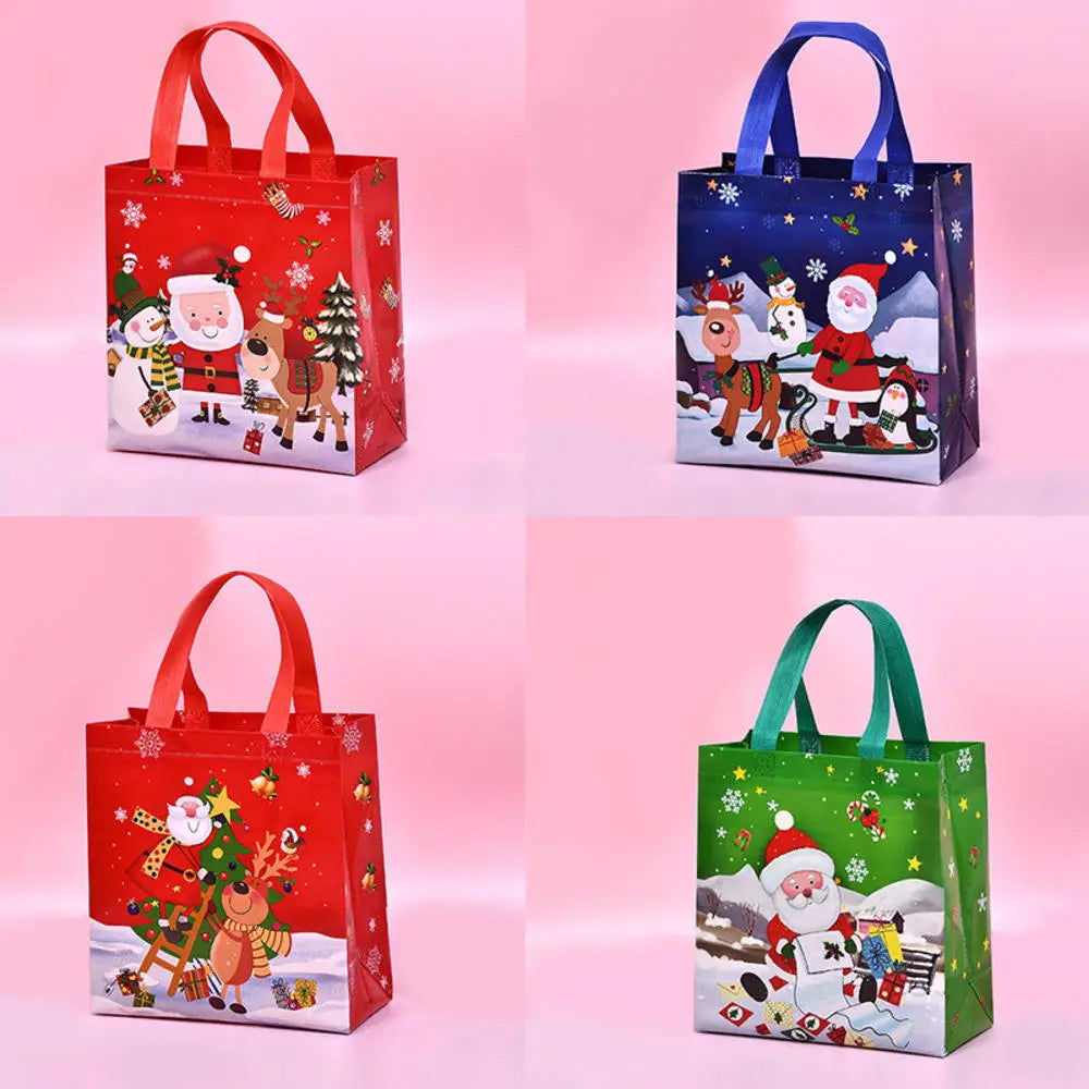 1pc Christmas Non-Woven Fabric Tote Bags New Year Candy Gift Packaging Santa Claus Kids Holiday Happy Year Party Favors