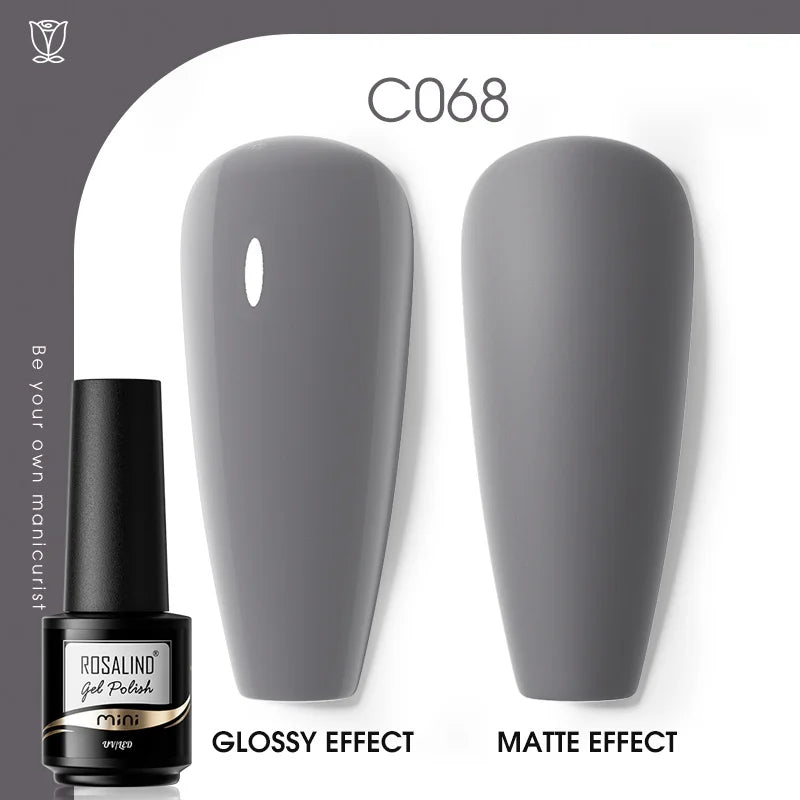 ROSALIND Mini/15ml Soak Off Pure Color Nail Gel Bright For Nail Art Design LED/UV Lamp Semi Permanent Need Base Top Coat