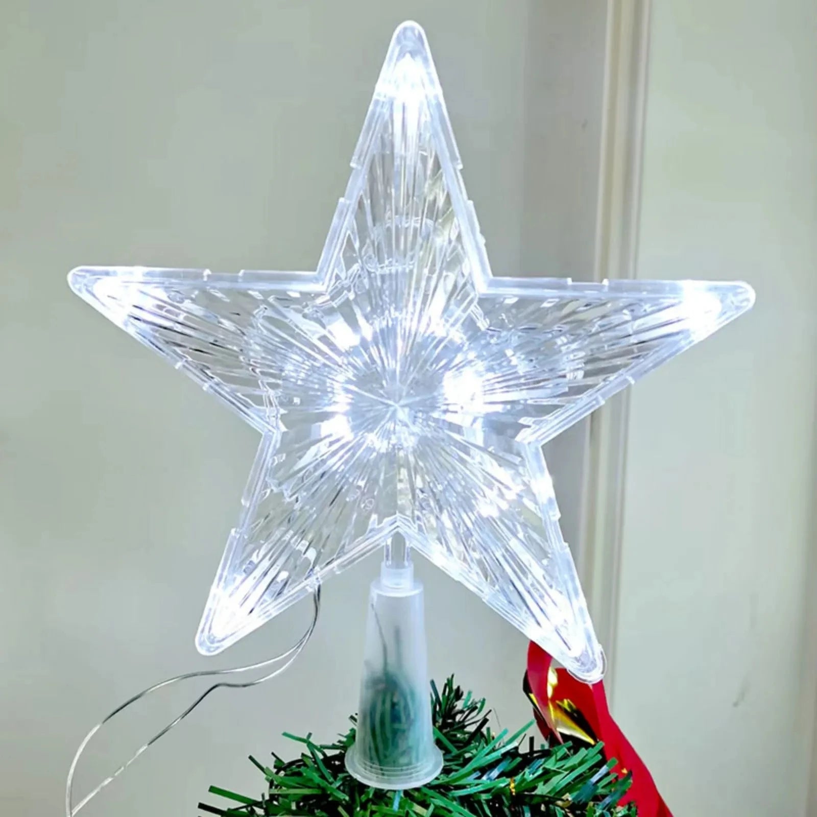 Christmas Tree Ornaments Top Stars LED Light Lamp Christmas Decorations For Home Xmas Trees New Year 2024 Navidad Natal Noel