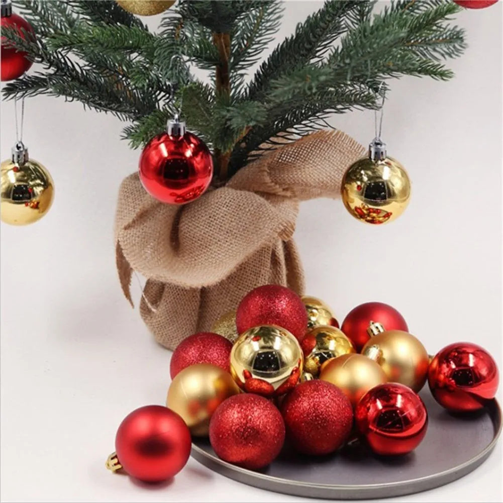 24pcs Christmas Balls Christmas Tree Ornaments Ball Hanging Xmas Tree Pendants Home Party Decor 2025 New Year Gifts Noel Navidad