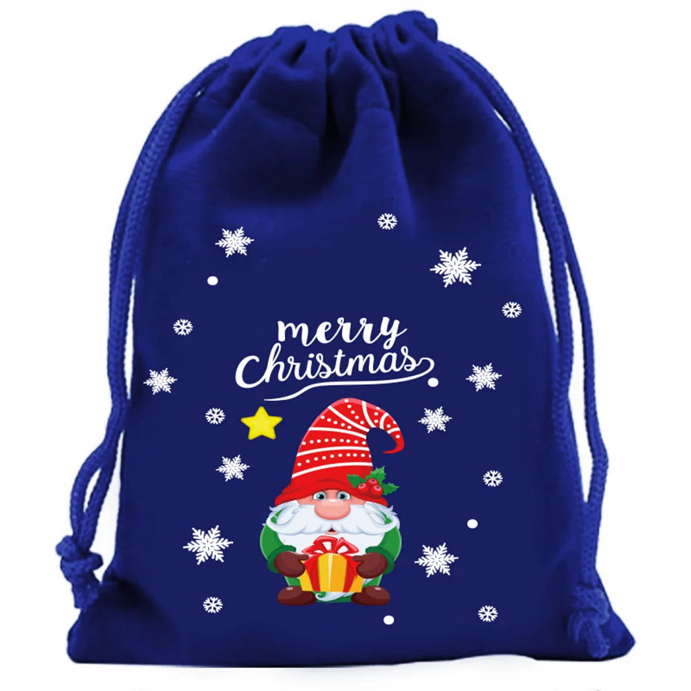 1pc Xmas Velvet Bags Small Candy Gift Bag Drawstring Pouch Christmas Party Favor Boutique Jewelry Packaging Bags 2025 New Year