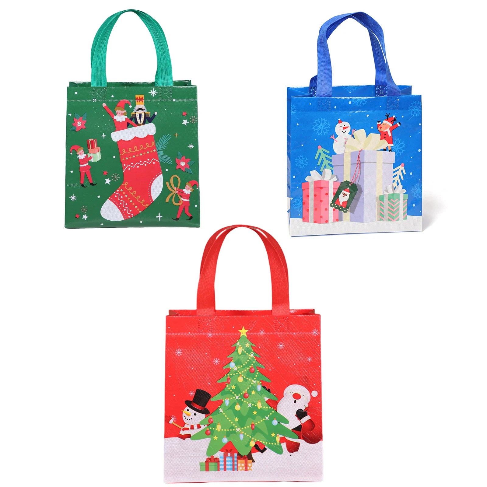 2024 New in Christmas Gift Bags Cartoon Cute Santa Elk Snowman Printing Non Woven Handbag Hot Pressing Party Supplies Ornaments