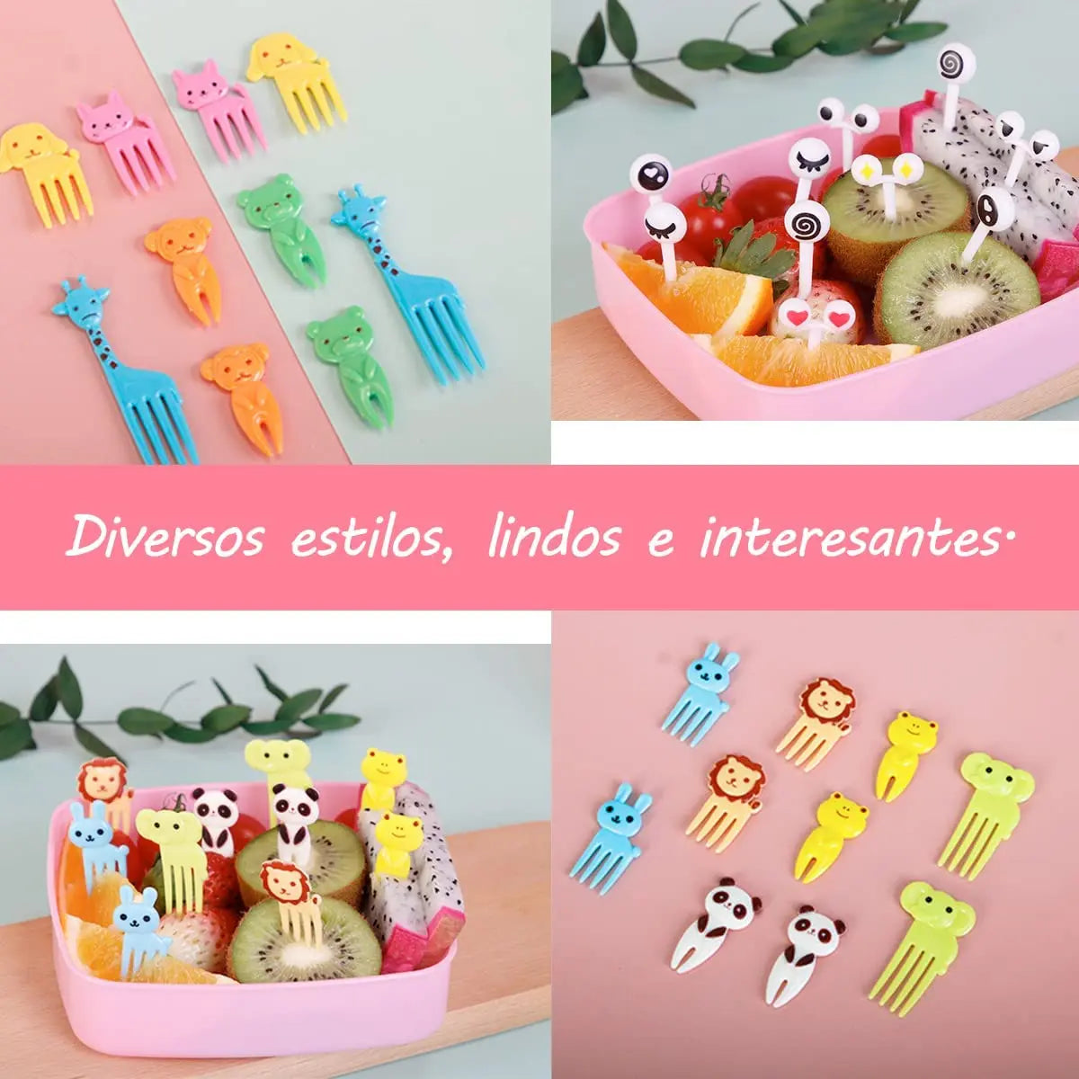 Cute Mini Animal Cartoon Food Picks Children Snack Cake Dessert Food Fruit Forks, Lunch Box Accesorioes for School Kids