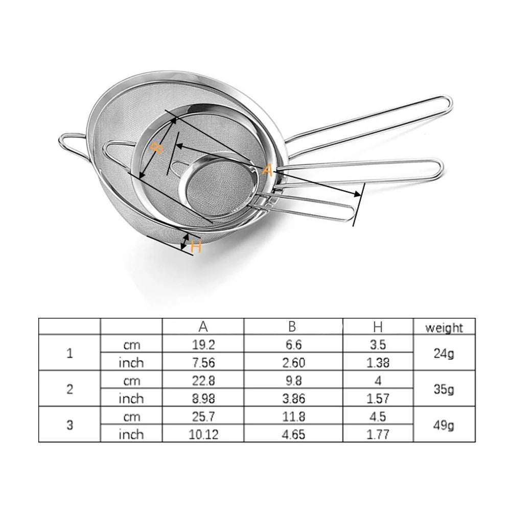 Stainless Steel Fine Mesh Strainer Flour Sifter For Baking With Handle Flour Sieve Sifter Baking Accessories                0859