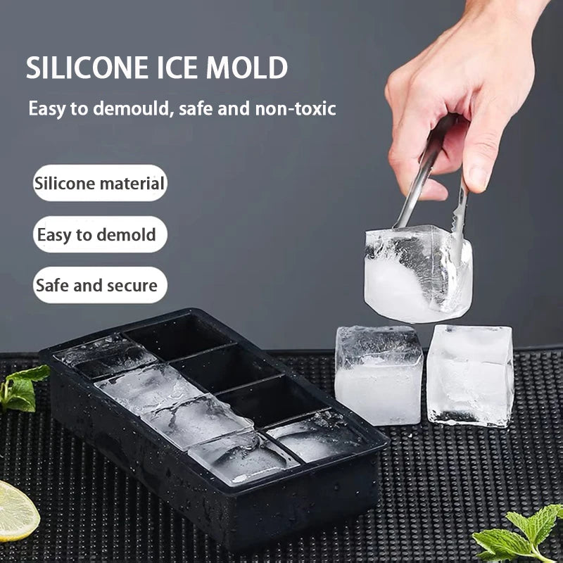 4/6/8/15 Grid Big Ice Tray Mold Giant Jumbo Large Food Grade Silicone Ice Cube Square Tray Mold DIY Ice Maker Ice Cube Tray