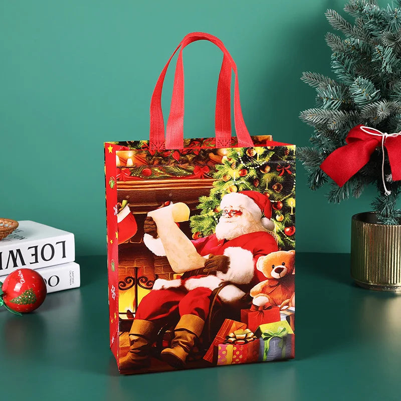 New Year Merry Christmas Gift Bag Snowman Santa Claus Candy Gift Packaging Bag Non-Woven Folding Bag Home Deco Navidad Noel 2024